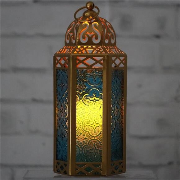 LANTERNS Gold Moroccan Candle Lantern Decorative Candle Holder - Picture 2 of 7
